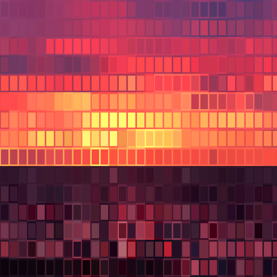 Sunset over Kalmarsund transferred by algorithm in javascript