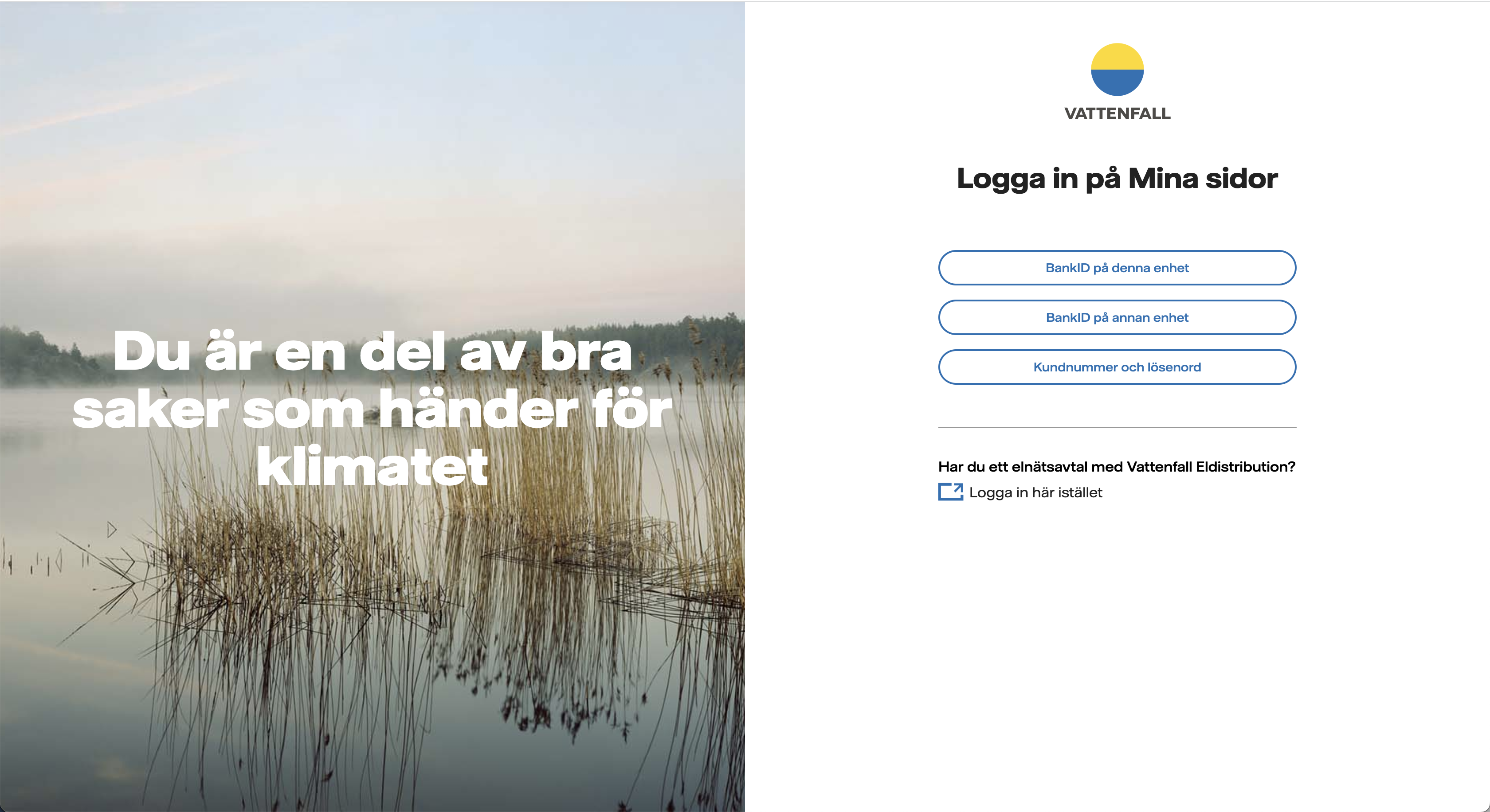 Vattenfall electricity login flow